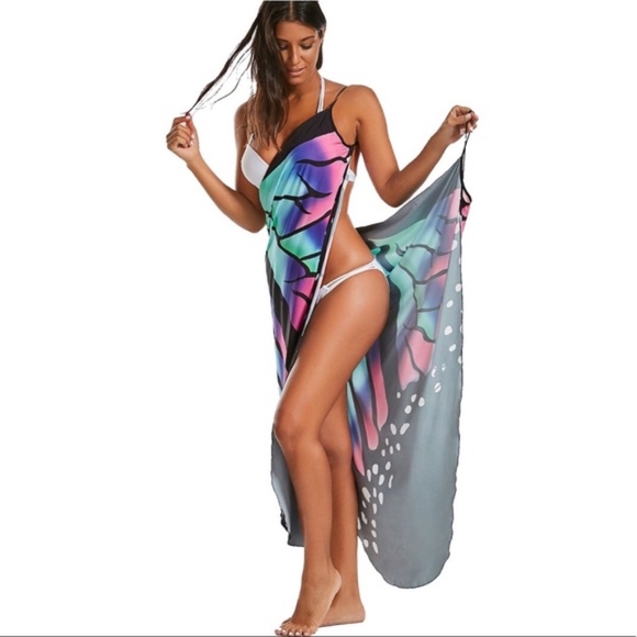 Poshmark @thegreycat Dresses & Skirts - Butterfly tie die ombré beach coverup wrap dress